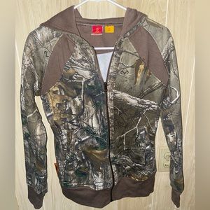 Green camo zip up hoodie size XS
